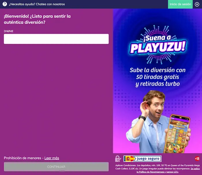 PlayUZU Casino reg